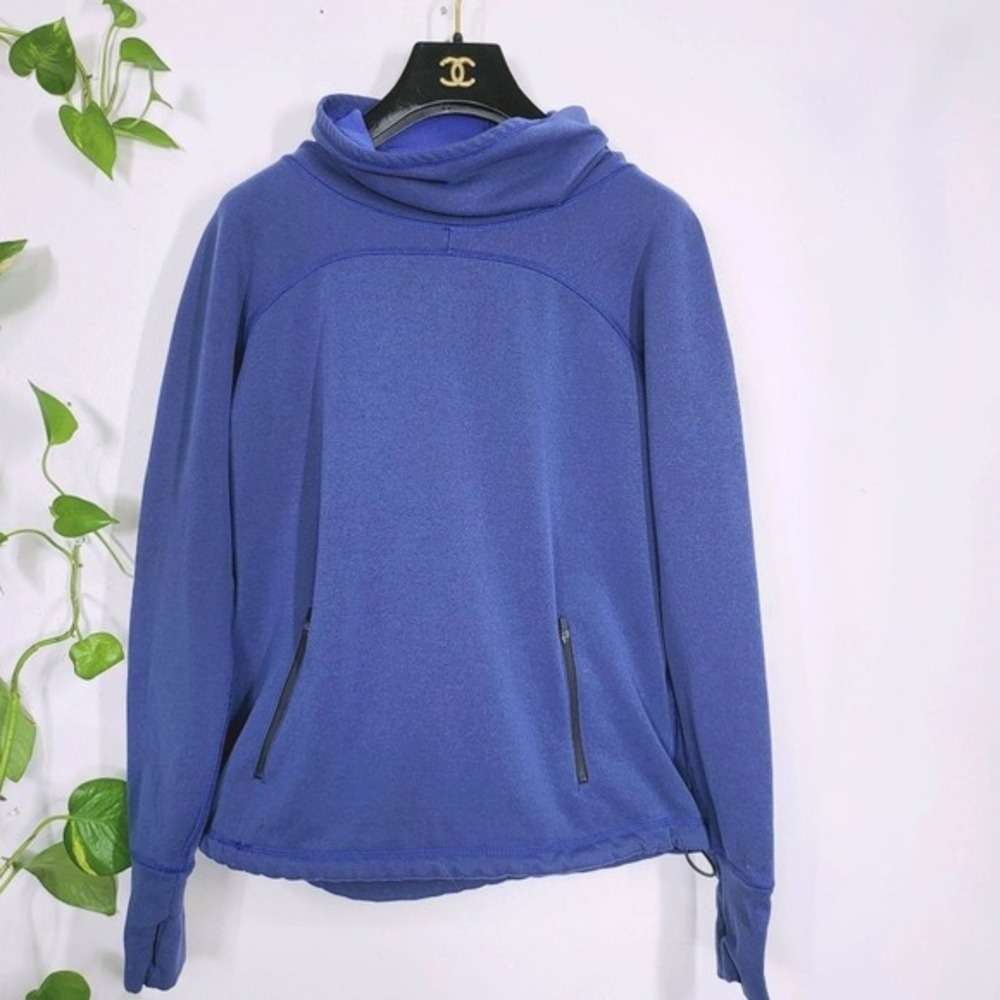 FOREVER 21 Womens Roll Neck Sweater‎ S  Blue Navy Fleece Thermal Sports Pullover